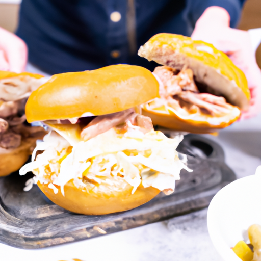 Assembling the Dutch oven sliders with layers of fillings and top buns.